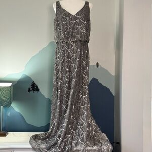 SORELLA VITA Platinum Nouveau Sequin Maxi Dress Size 14 NWT